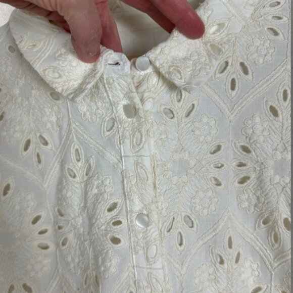 Sezane Bella Dress Ecru Embroidery White Size 40 French US 8 Romantic Maxi Boho - Picture 8 of 16